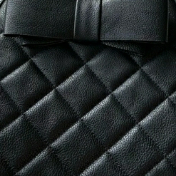 BETSEY JOHNSON Black Vegan Faux Leather Backpack Purse with Oversized Bow - Picture 3 of 8